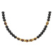 Manoki Pánský korálkový náhrdelník Thomas - 6 mm Onyx, Tygří Oko WA764BA Černá 46 cm