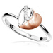MOISS Okouzlující bicolor prsten se zirkony Srdce R00009