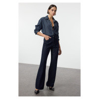 Trendyol Dark Blue Premium High Waist Wide Leg Jeans