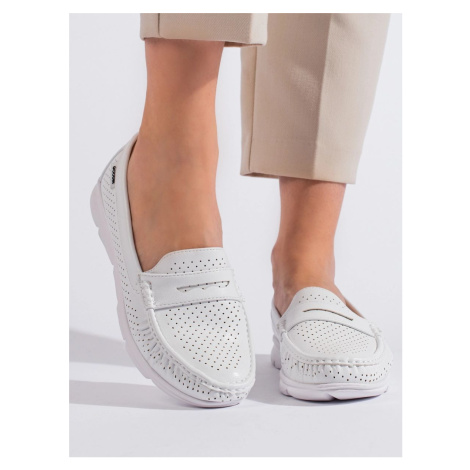 Trendy dámské mokasíny bílé na platformě