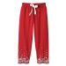 3/4 pyžamové kalhoty s potiskem květin na koncích nohavic
