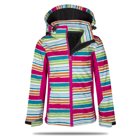 Dívčí softshellová bunda - NEVEREST 42612C, růžový pruh Barva: Mix barev