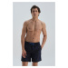 Dagi Navy Blue Micro Medium Sailing Patterned Swim Shorts