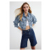 Trendyol Light Blue Oversize Crop Denim Jacket