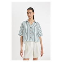 DEFACTO Striped Muslin Short Sleeve Shirt