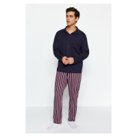 Trendyol Navy Blue Underline Knitted Pajamas Set