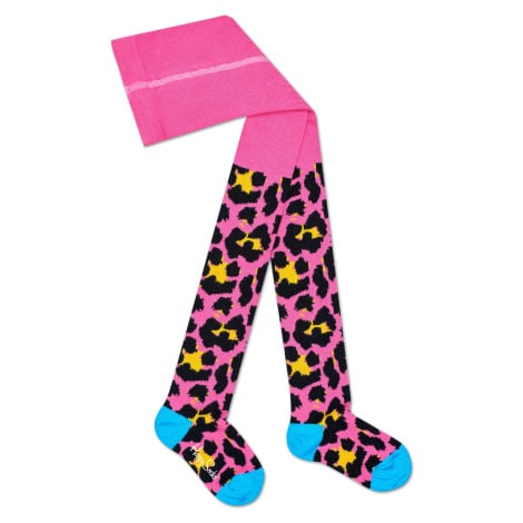 Dětské růžové punčochy Happy Socks s barevným vzorem Leopard