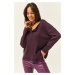 Olalook Women's Plum Buttoned Loose Sweater