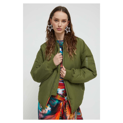 Bunda Moschino Jeans dámská, zelená barva, zimní