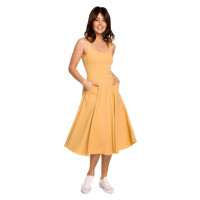 Bewear Dámské midi šaty Zoltosteon B218 medová Žlutá