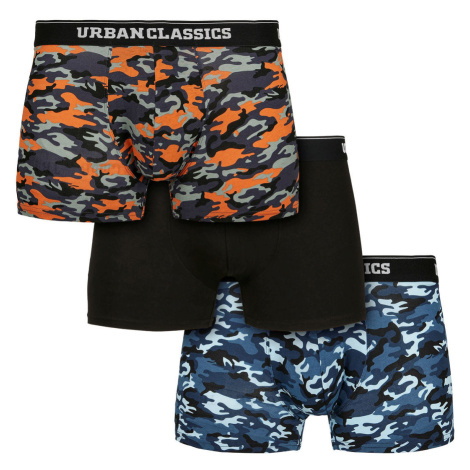 boxerky pánské URBAN CLASSICS - 3-Pack - blue camo/orange