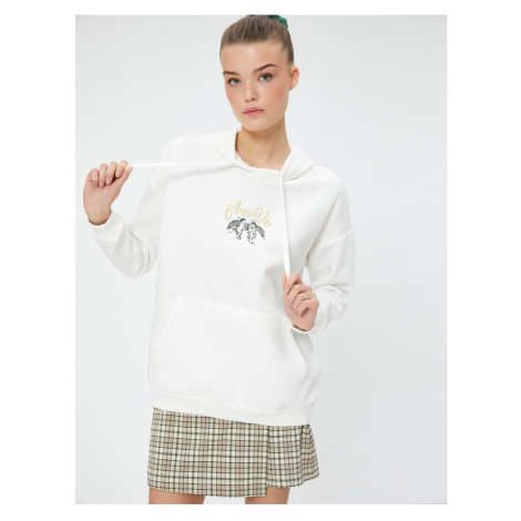 Koton Hooded Sweatshirt Printed Relaxed Cut Kangaroo With Pocket