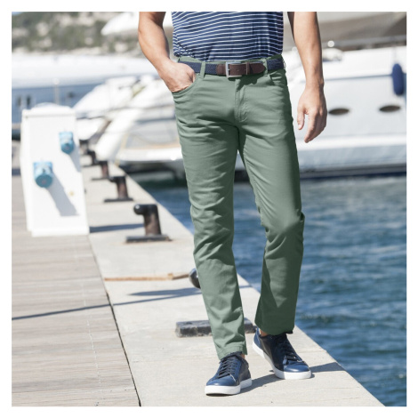 Blancheporte Tvilové rovné kalhoty zelenkavá
