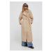 Kabát Calvin Klein dámský, hnědá barva, přechodný, dvouřadový