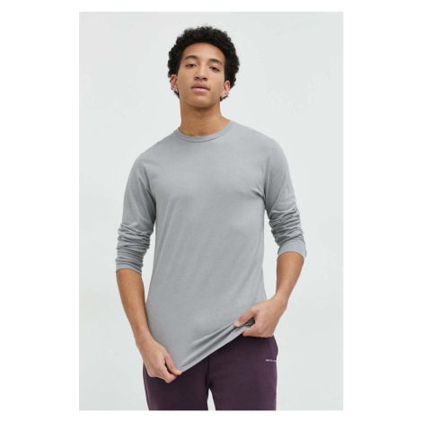 Bavlněné tričko s dlouhým rukávem Hollister Co. šedá barva