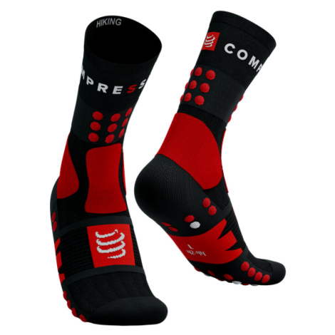 COMPRESSPORT Cyklistické ponožky klasické - HIKING - červená/černá
