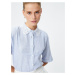 Koton Lace Collar Shirt with Short Sleeves and Buttons Linen Viscose Blend.