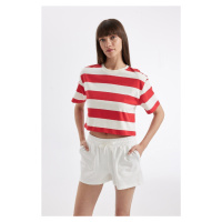 DEFACTO Boxy Fit Crew Neck Striped Short Sleeve T-Shirt