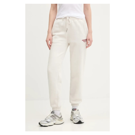Tepláky Abercrombie & Fitch dámské, béžová barva, s aplikací, KI147-5049