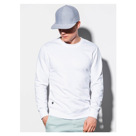 Ombre Clothing Jednoduchá bílá mikina bez kapuce B978
