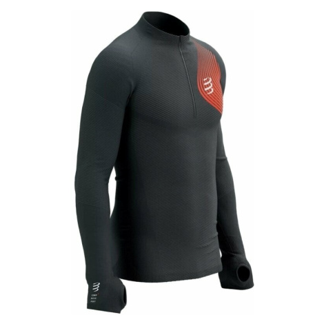 Compressport Winter Trail Postural LS Top M Black/Red Běžecké tričko s dlouhým rukávem