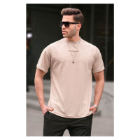 Madmext Beige Lycra Basic Men's T-Shirt 6060