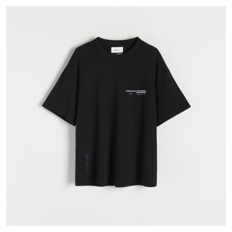 Reserved - Oversized tričko s plastickým potiskem - Černý