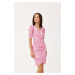 Dámské společenské šaty SUK0367-E46-46 růžovo/bílé - Roco Fashion