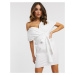 ASOS DESIGN cotton fallen shoulder mini dress-White