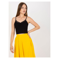 ČERNÝ CROP TOP S KRAJKOU -BLACK Černá