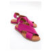 LuviShoes 706 Women's Fuchsia Suede Genuine Leather Sandals