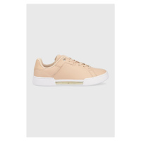 Kožené sneakers boty Tommy Hilfiger COURT SNEAKER GOLDEN TH béžová barva, FW0FW07116