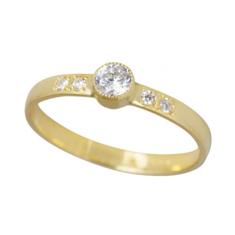 Zlatý prsten se zirkony PR0289 + DÁREK ZDARMA