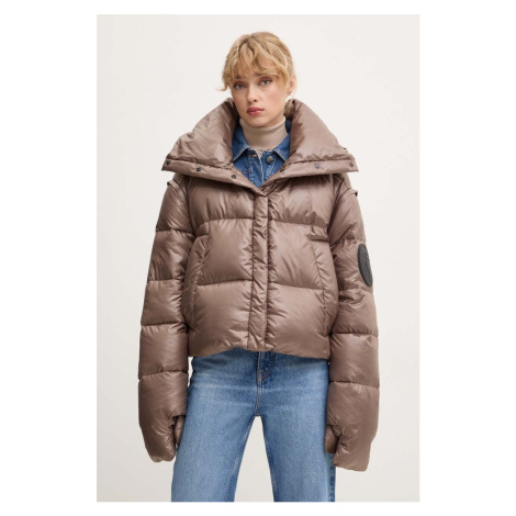 Péřová bunda MMC STUDIO RAFO dámská, hnědá barva, zimní