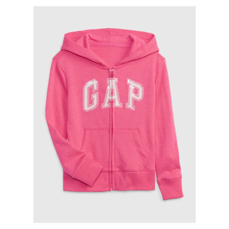 Růžová holčičí mikina logo french terry GAP