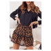 Šifonová sukně s leopardím potiskem a krajkou