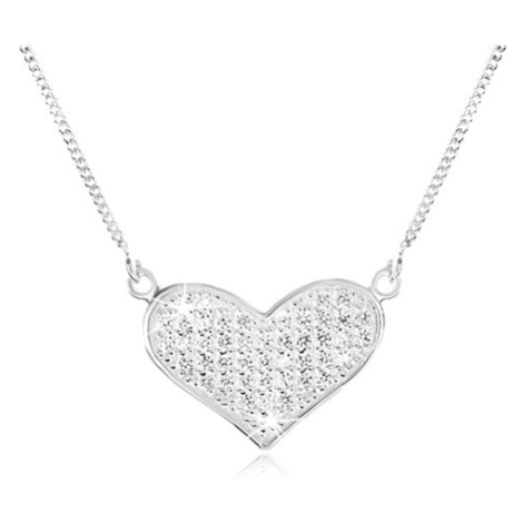 Nastavitelný náhrdelník ze stříbra 925, řetízek, rozšířené srdce, čiré zirkony Šperky eshop