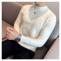 Zimní texturovaný svetr se stojáčkem a dlouhým rukávem