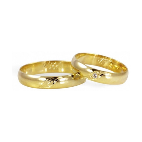 Snubní prsteny zlaté půlkulaté 0035 + DÁREK ZDARMA