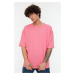 Trendyol Pink Men's Basic 100% Cotton Crew Neck Oversized Short Sleeved T-Shirt