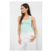 Trendyol Mint Plain Square Neck Strap Gathered Knitted Blouse