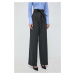 Vlněné kalhoty Pinko šedá barva, široké, high waist, 102203.A1B3