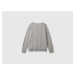 Benetton, Gray Crew Neck Sweater In Cashmere And Wool Blend