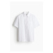 H & M - Košile z lněné směsi's krátkým rukávem Loose Fit - bílá