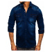 Tmavě modrá pánská džínová košile s dlouhým rukávem Bolf R700