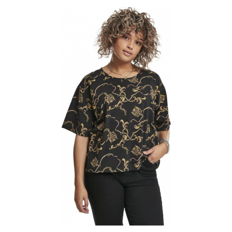 Luxusní oversize crop top tričko se zlatým vzorem Urban Classics