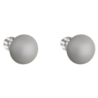 Evolution Group Stříbrné náušnice pecka s perlou Swarovski šedé kulaté 31142.3 pastel grey