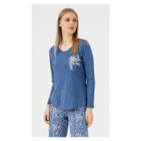 Dámské pyžamo dlouhé Vienetta Secret Alžběta | tmavě modrá