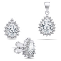 Brilio Silver Okouzlující stříbrný set šperků se zirkony SET226W (náušnice, přívěsek)