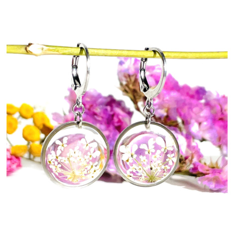 Šperk z pravých květin - Náušnice Kvítky mrkve